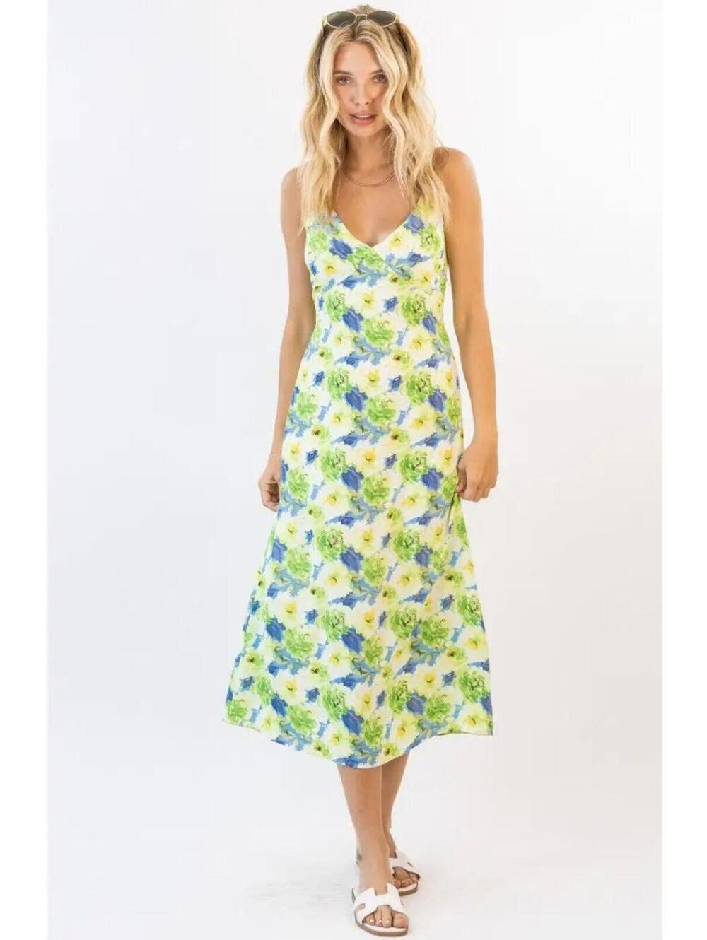 Verte Fresco Floral Tie Back Slip DRESS